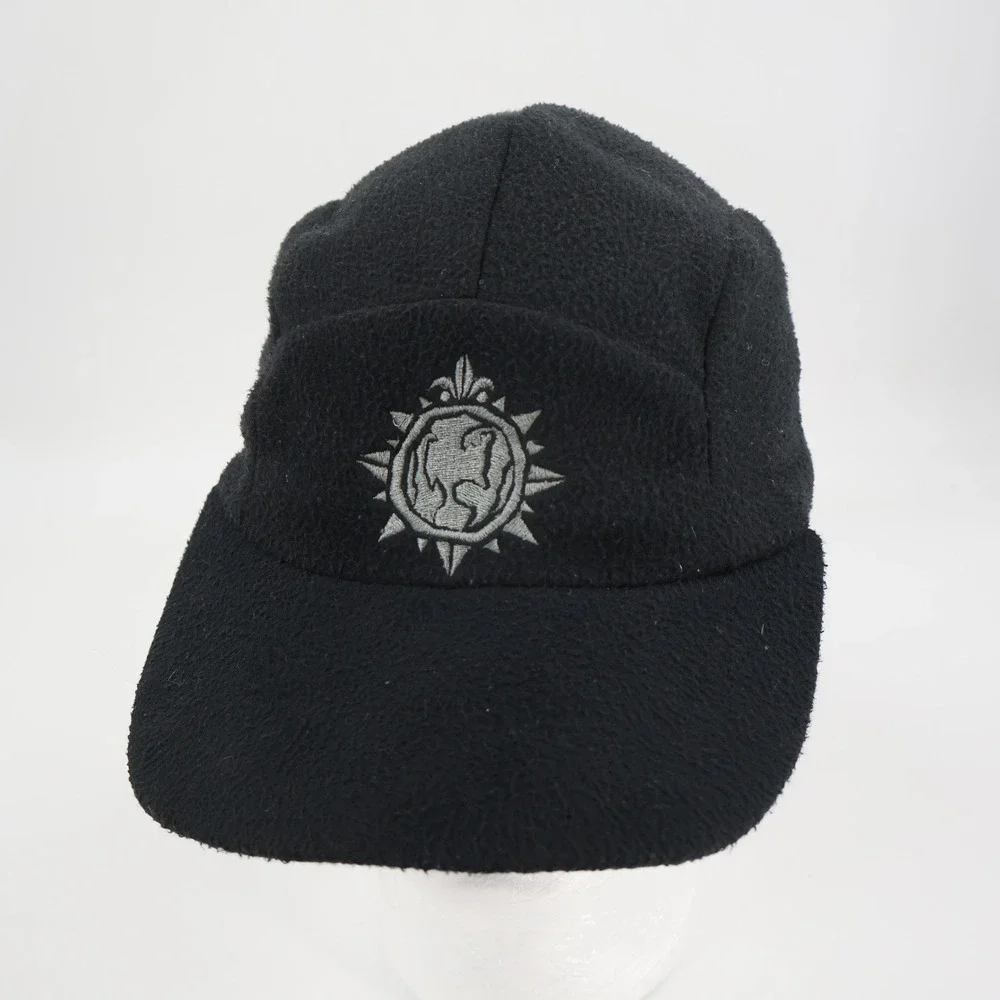 Bula Fleece 5 Panel Cap Mens OSFM Black Purple Ear Flaps Made in USA Hat